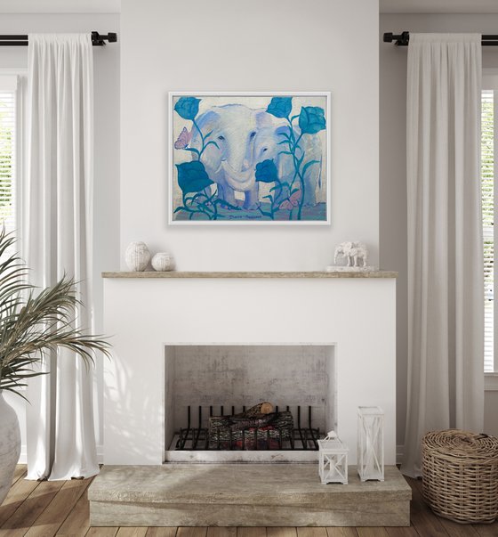 Mother's Love. Blue and white, home decor