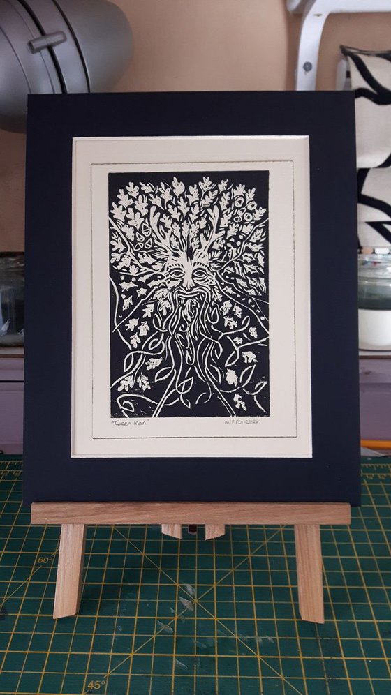 Green Man - Original Lino Print