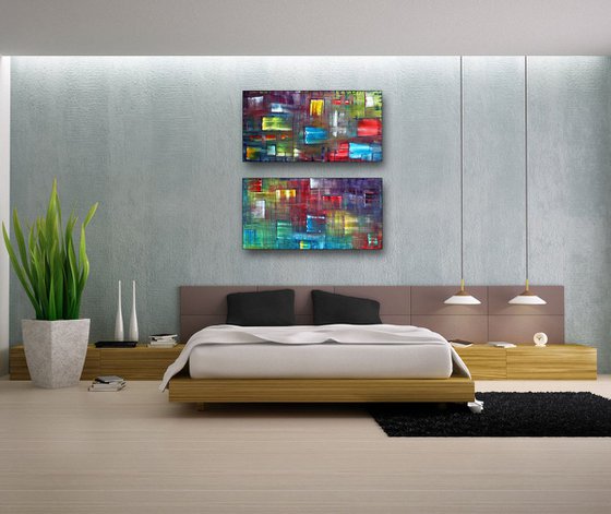 "Apparition Series" - Save As A Series - FREE USA Shipping - Original Large PMS Abstract Diptych Oil Paintings On Canvas - 36" x 36"