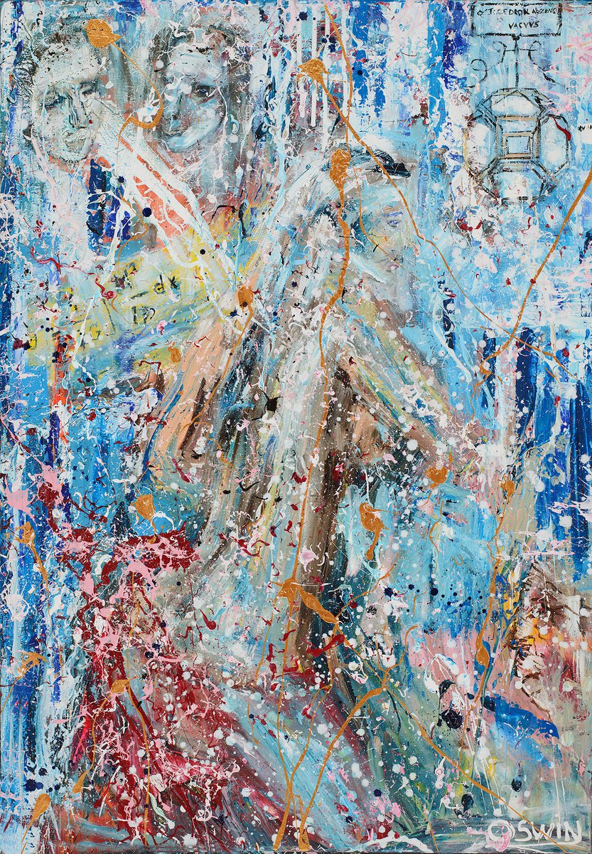 Expressive Portrait Acrylic Painting By Oswin Gesselli, 28 X 39", Bring Me Visions Of Light - 70 X 100 Cm | 27,5" X 39,4" - Oswin Gesselli, Artfinder