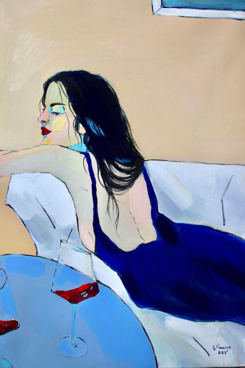 Abstract Oil Painting By Sirarpi Hunanyan, 16 X 24", Mood, Original Artwork