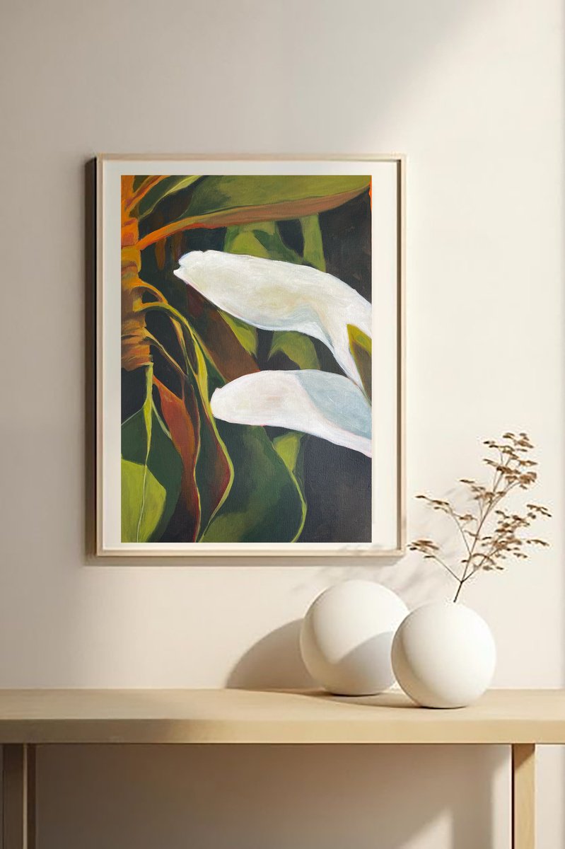 Photorealistic Botanical Acrylic Painting By Anahita Ghazanfari, 14 X 18, Magnolia 12, Original Artwork