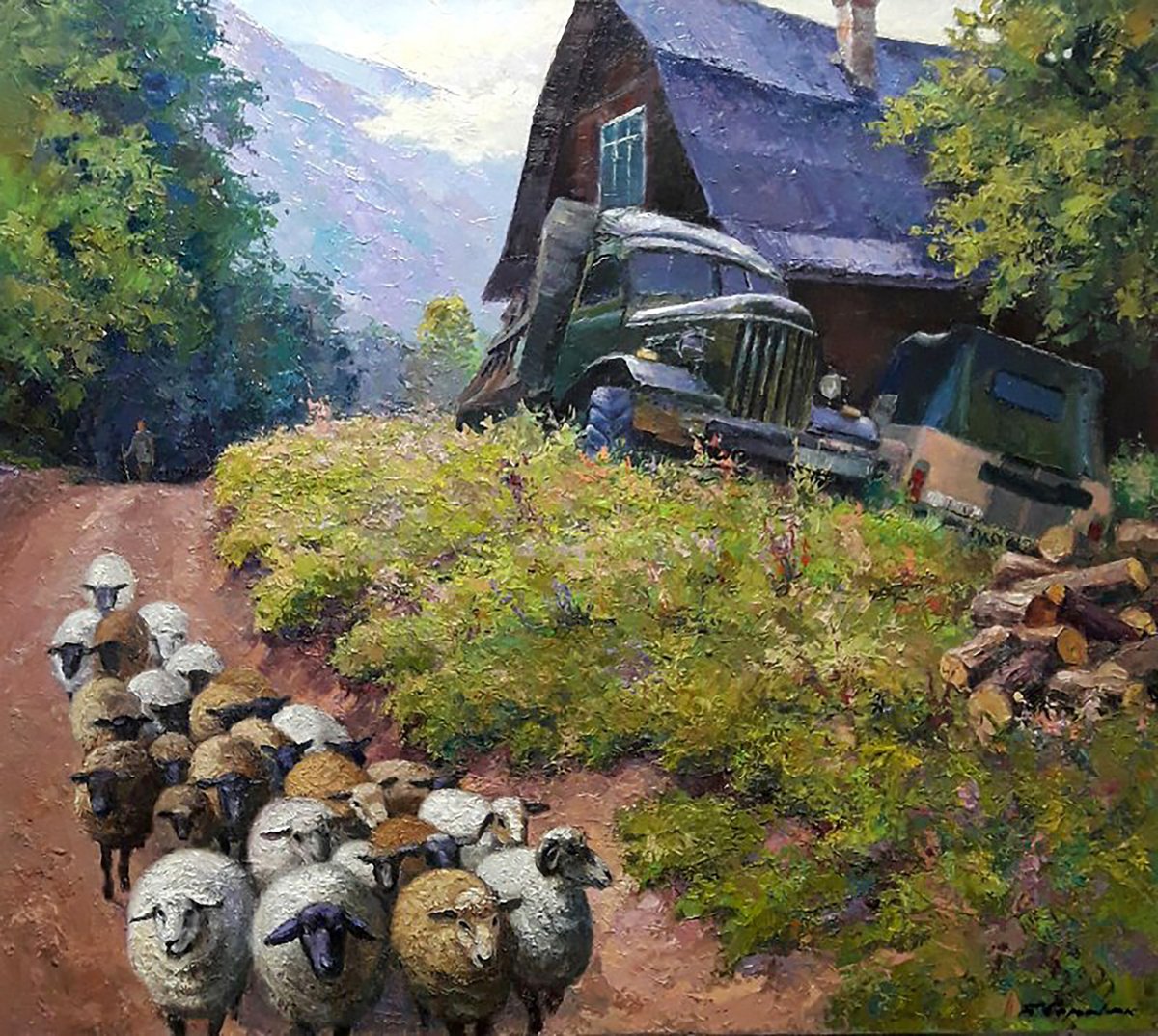 Oil painting Mountain pass Serdyuk Boris Petrovich nSerb875 by Boris Serdyuk