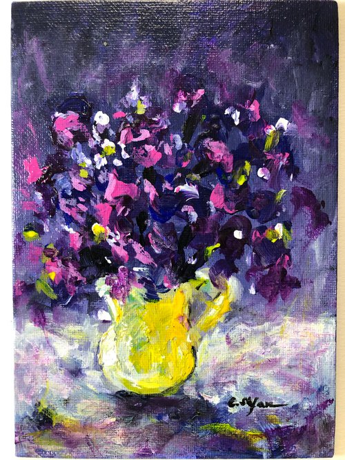 Yellow Vase with flowers by Cristina Stefan