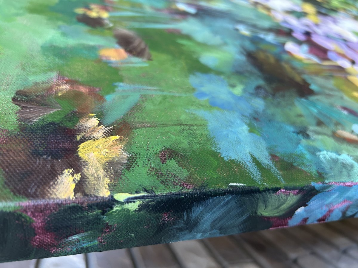 Impressionistic Botanical Acrylic Painting By Annette Wolters, 48 X 30, Into The Mystic, Original Artwork