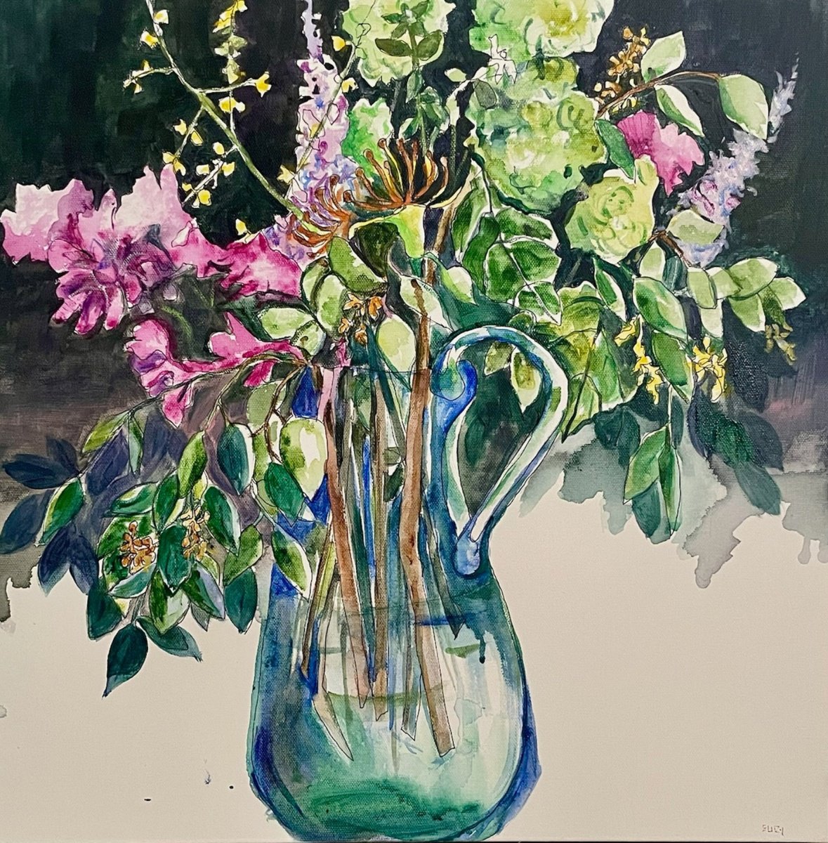 Impressionistic Botanical Acrylic Painting By Eliry Arts, 24 X 24, Leaving September, Original Artwork