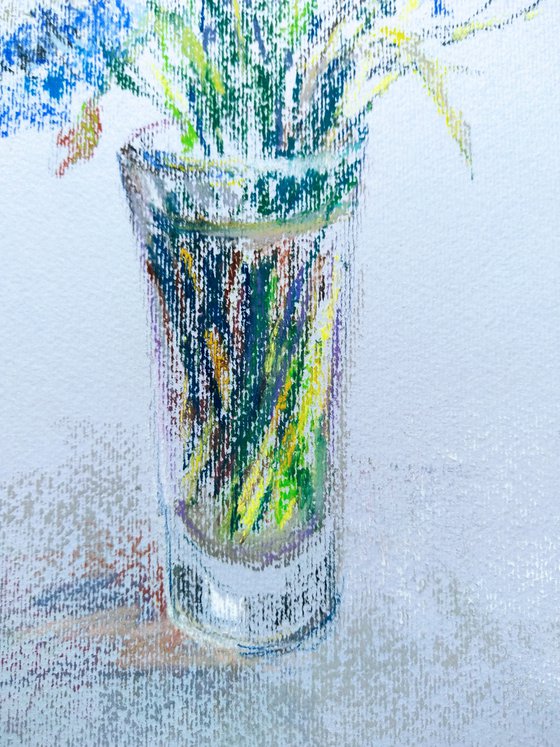 Cornflowers. Original pastel drawing. 2019