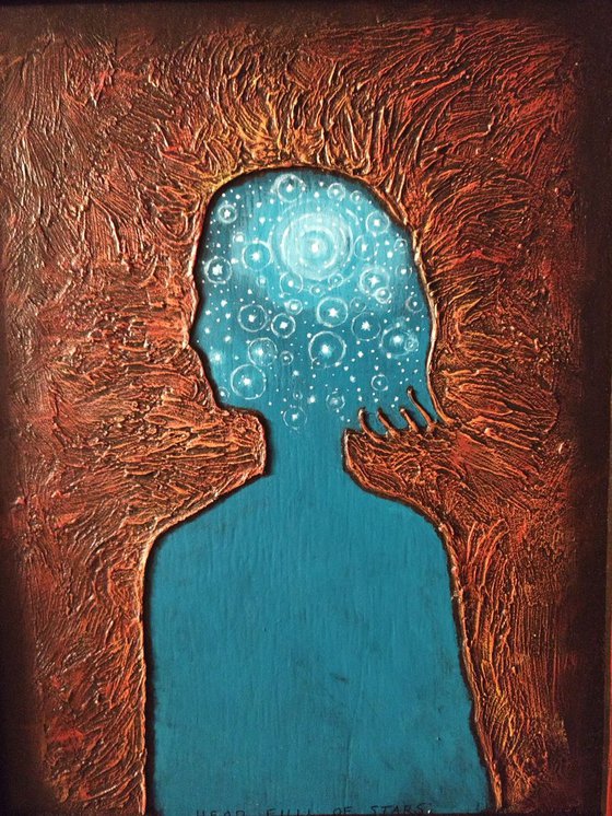 Headfull of stars. Original framed painting