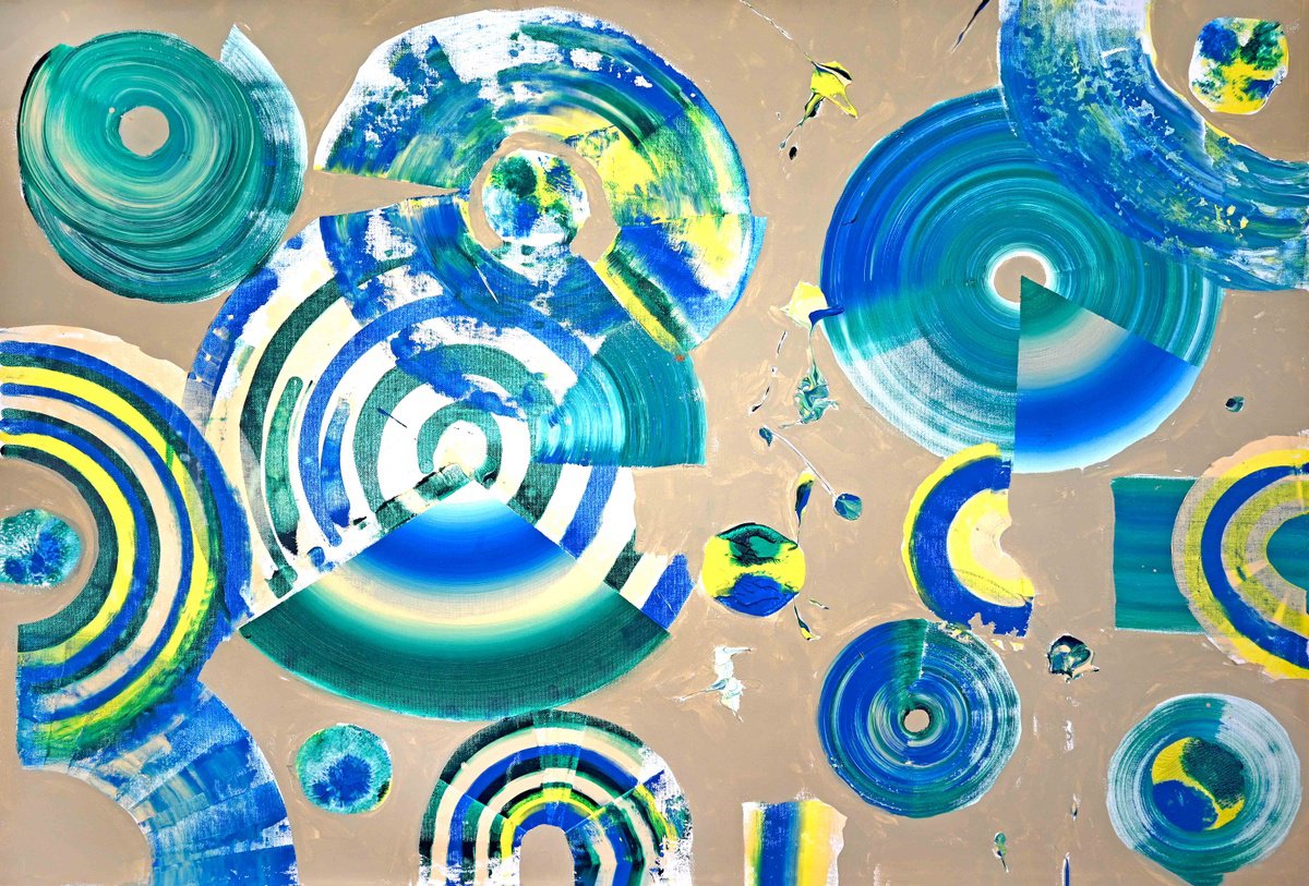 Abstract Acrylic Painting By Sumit Mehndiratta, 44 X 30", Composition No. 440, Original Artwork