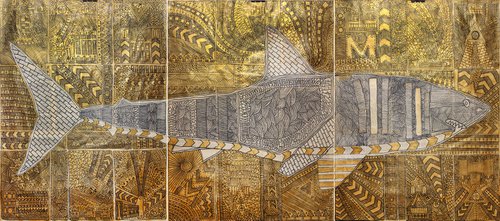 Shark.  GOLD (triptych) by Marat Cherny