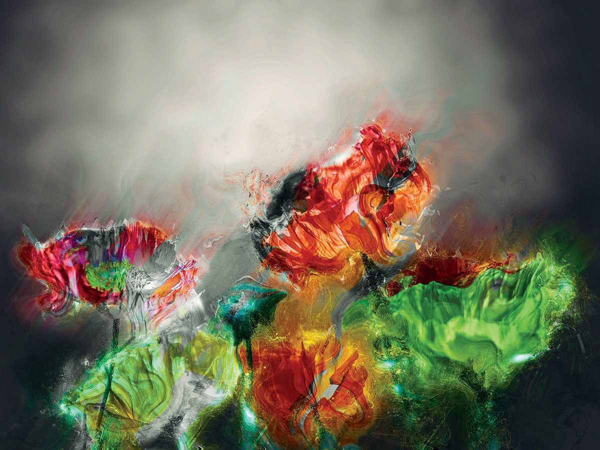 Abstract Botanical Print By Javier Diaz, 80 X 60, Delirios Xxiv, Original Artwork