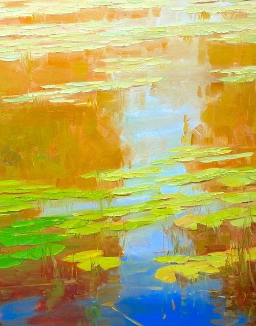 Waterlilies, Original oil painting, Handmade artwork, One of a kind by Vahe Yeremyan
