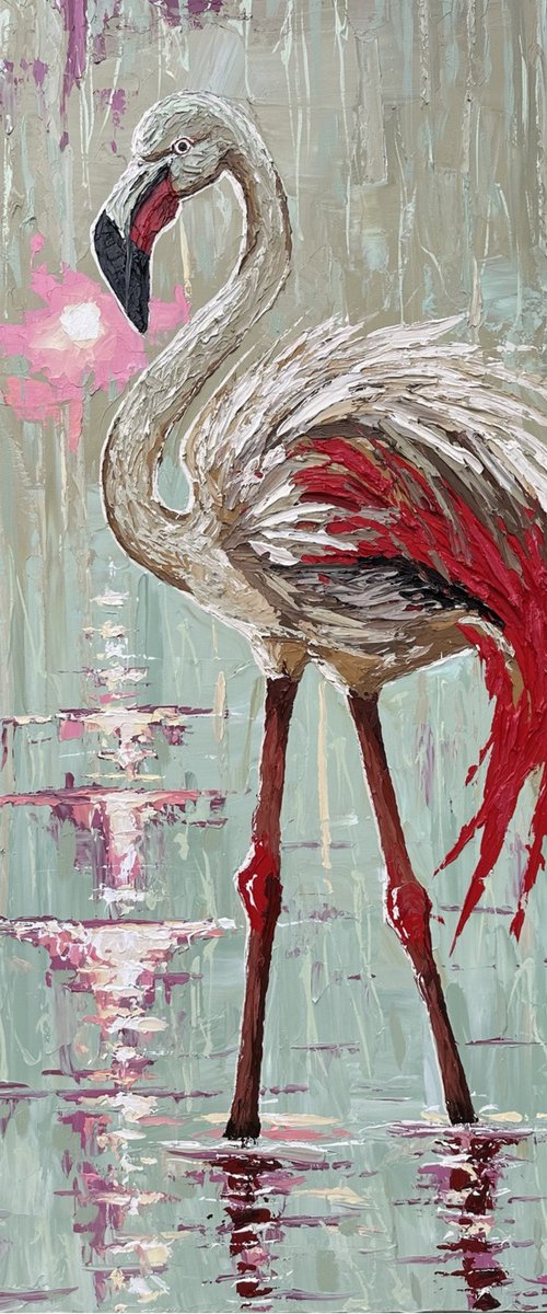 Green Flamingo by Elena Adele Dmitrenko