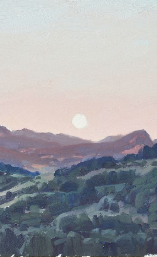 July 19, Roches de Mariol, moonrise by ANNE BAUDEQUIN