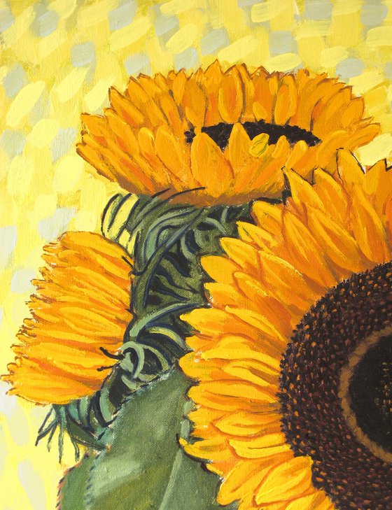 Sunflowers and Leaves