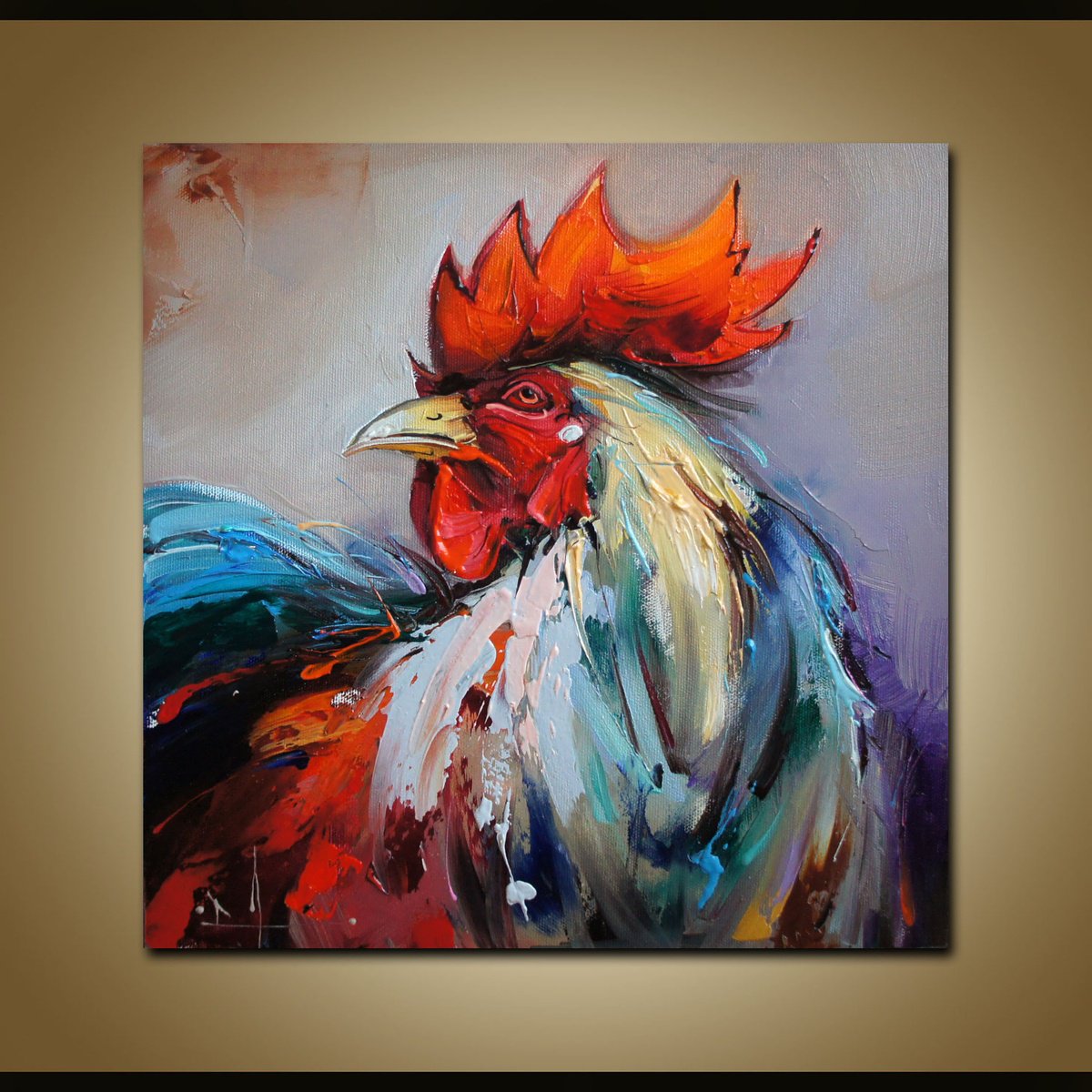Expressive Animal Oil Painting By Stanislav Lazarov, 12 X 12", The Robber, Original Artwork