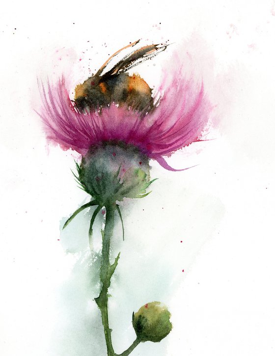 Bee on Thistle #1