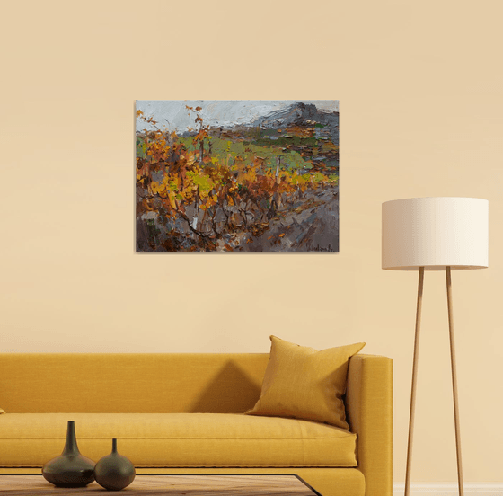 Autumn vineyard Landscape painting