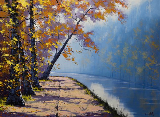 Autumn forest trees landscape