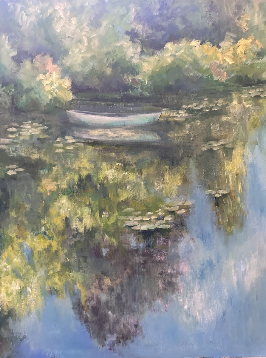 Impressionistic Landscape Oil Painting By Clare Hoath, 16 X 19, Monet