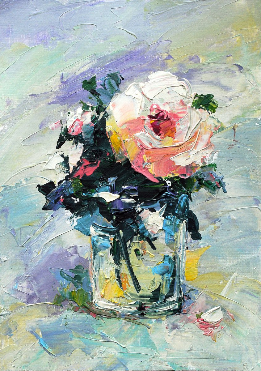 SINGLE ROSE Painting by Liubov Kvashnina