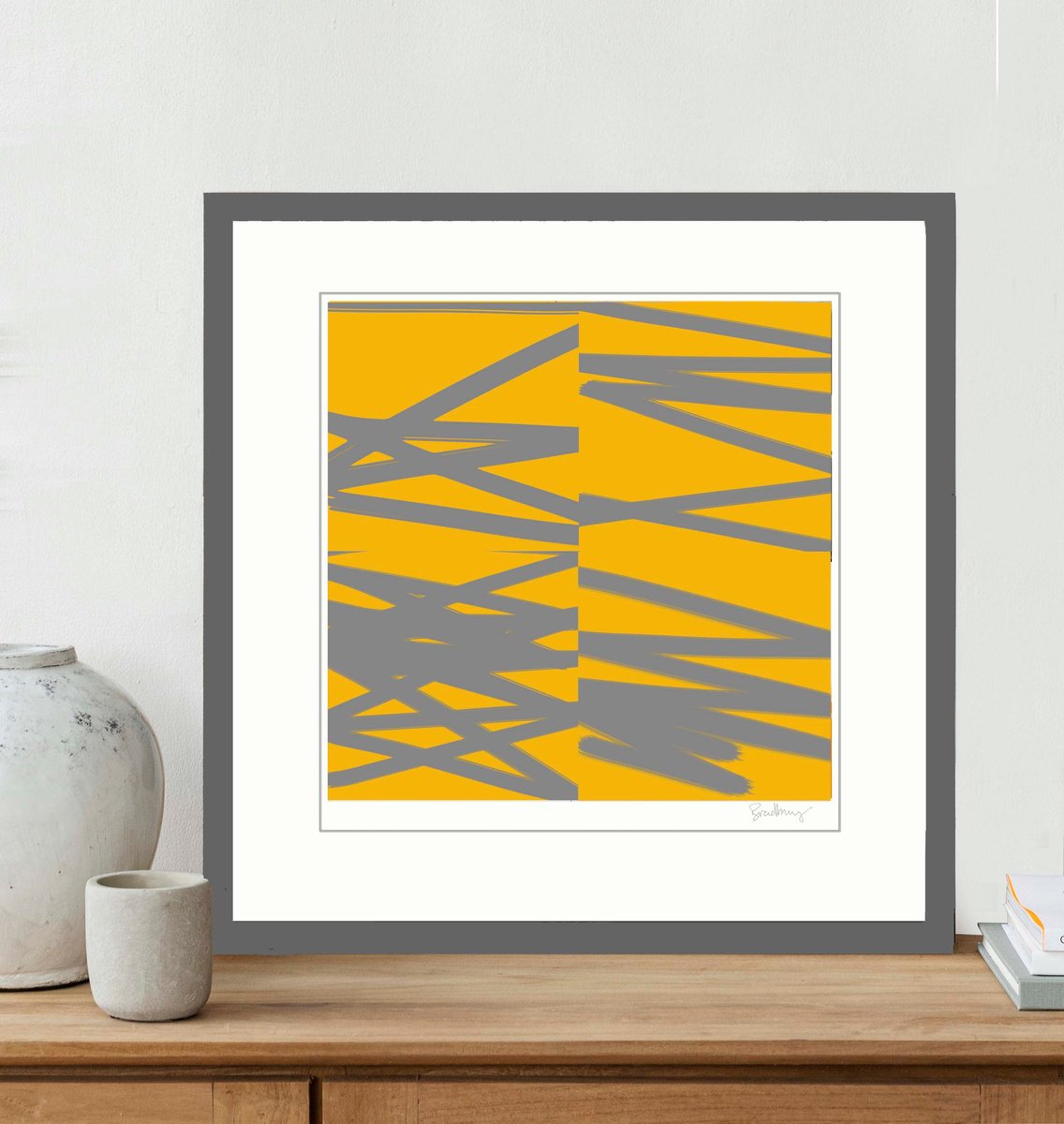 Expressive Abstract Giclee Print By Adrian Bradbury, 16 X 16, Lines 2.0, Original Artwork