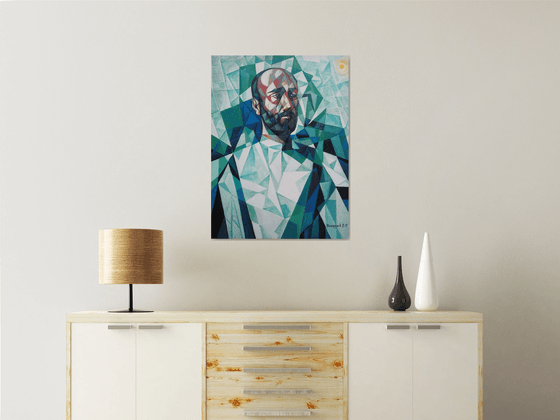 Komitas - Armenian musician (60x80cm, cubism, oil painting, ready to hang)