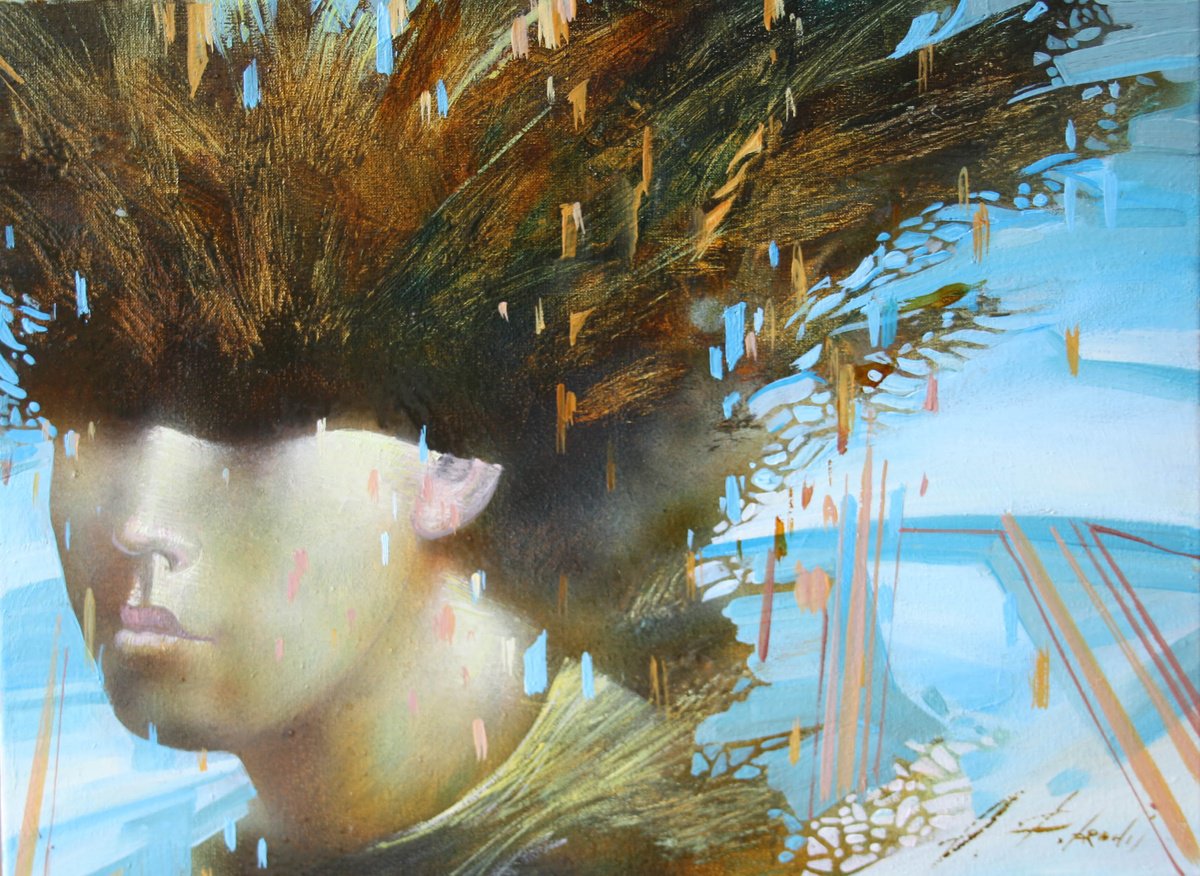 Impressionistic Portrait Oil Painting By Alexandr Dobrodiy, 16 X 12, Spring Portrait, Original Artwork