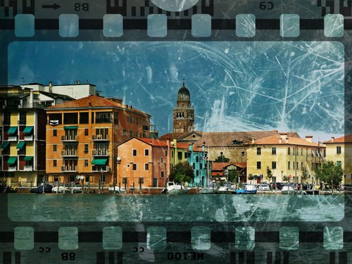 Venice sister town Chioggia in Italy - 60x80x4cm print on canvas 00890m2 READY to HANG by Kuebler