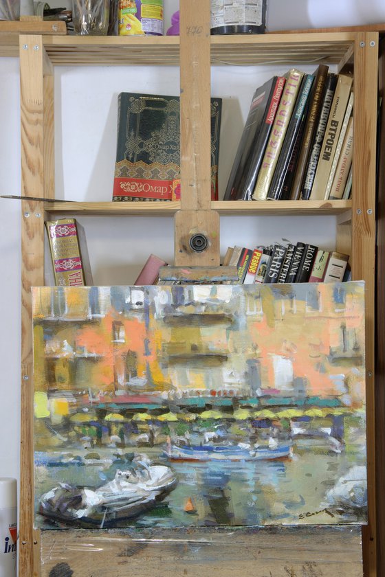 "Landscape with boats"