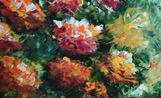 Orange flowers, original oil painting, floral art, gift idea