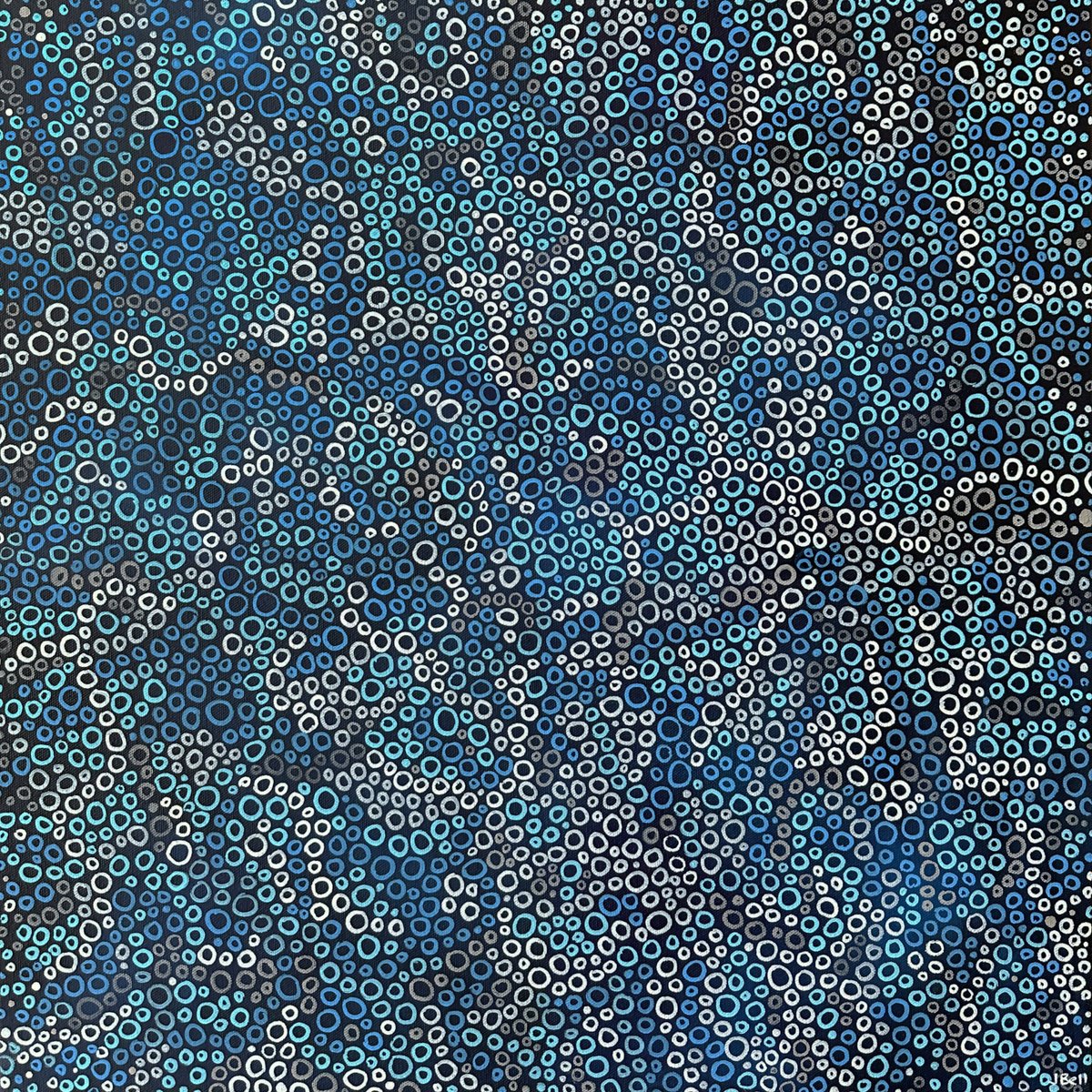 Organic Abstract Acrylic Painting By Jennifer Bell, 24 X 24, Midnight Storm Ii, Original Artwork