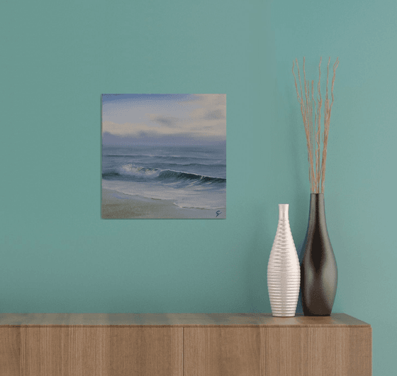 Fading Light, plein air seascape oil painting on canvas by Eva Volf