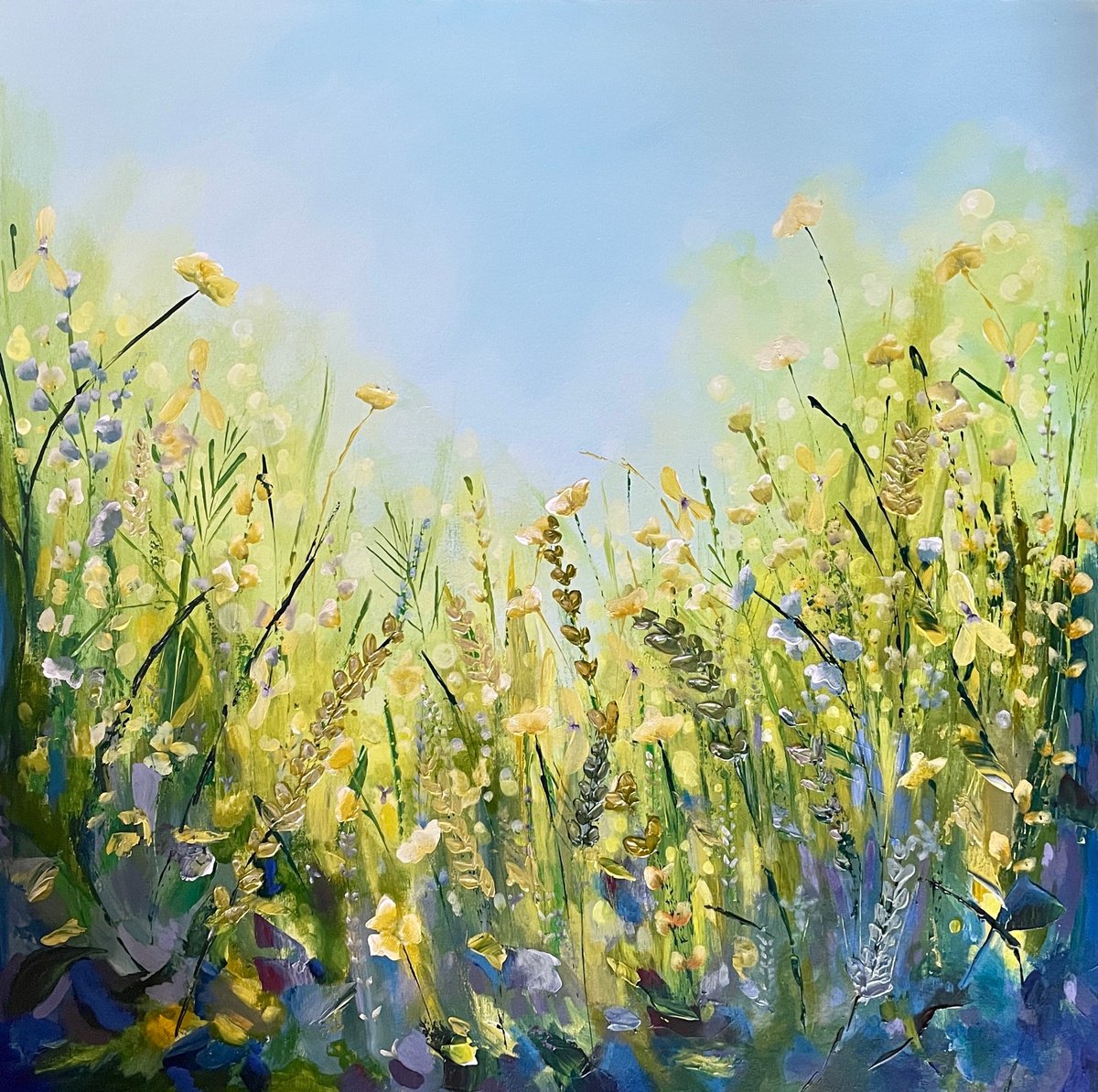 Impressionistic Landscape Acrylic Painting By Emma Sian Pritchard, 30 X 30, Warm Light Through The Shadows, Original Artwork