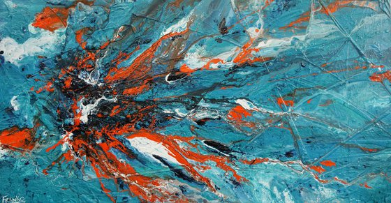 Wild Aquatica 190cm x 100cm Blue Orange Abstract Art