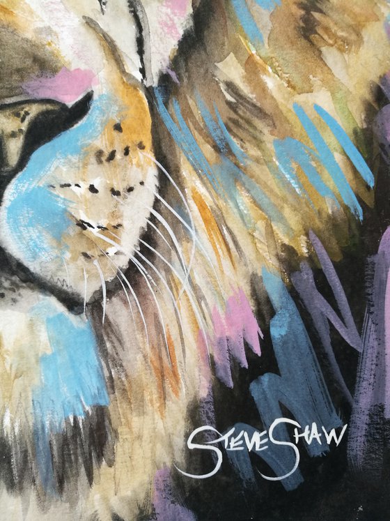The Wild One. Watercolour Lion Painting on Paper. 29.7cm x 42cm. Free Worldwide Shipping