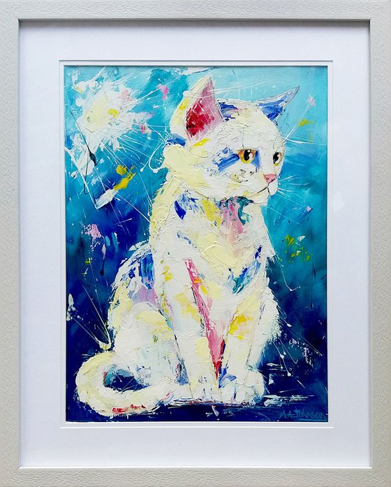 Framed Cat art - 'In the Stillness'