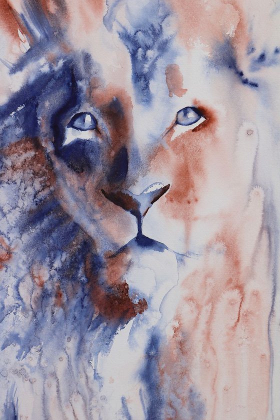 Lion watercolour large - "Fearless"