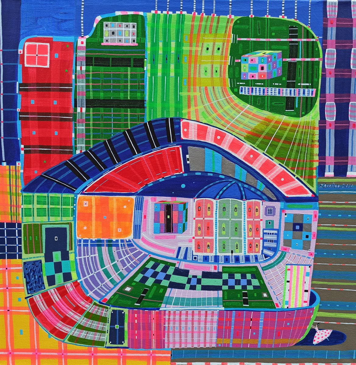 Impressionistic Abstract Acrylic Painting By Katrina Avotina, 24 X 24", Don