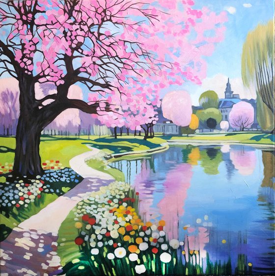 Spring Blossom by the Lake