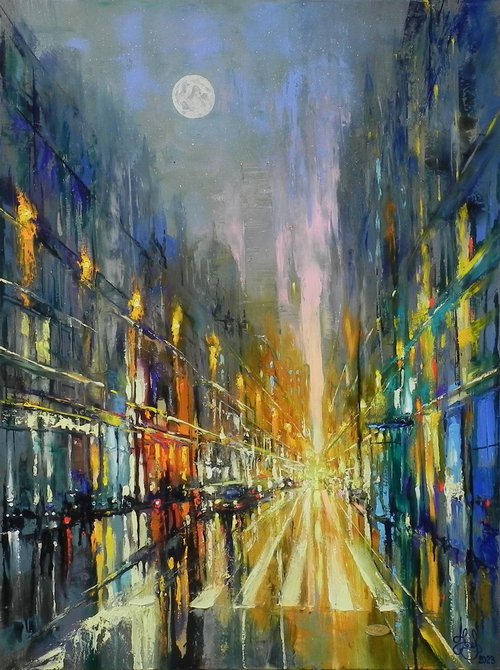 "Night city lights" - Original art by Yurii Novikov