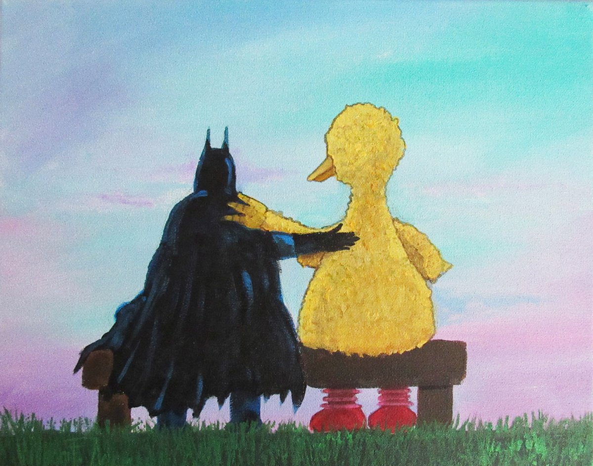 Illustrative Abstract Acrylic Painting By William F. Adams, 14 X 11", Sometimes Even Superheroes ..., Original Artwork