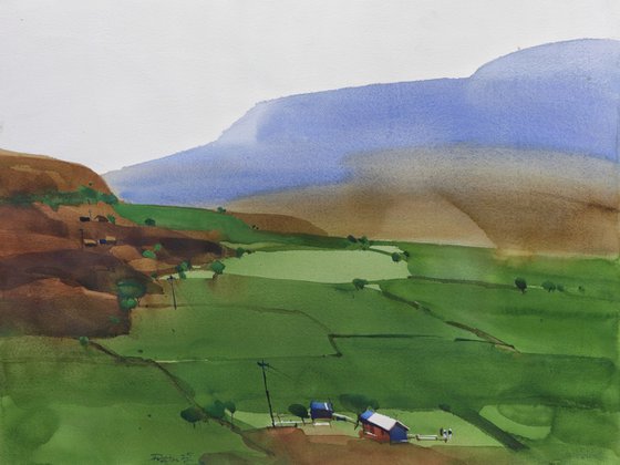 Meadows green, mountain blue
