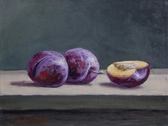 Plums. ORIGINAL OIL PAINTING, GIFT