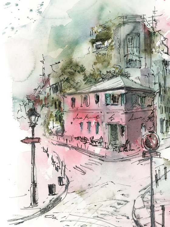 Paris - Architecture Sketch Mixed Media