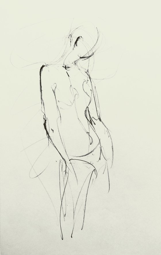 Abstract erotic portrait. Original pencil drawing