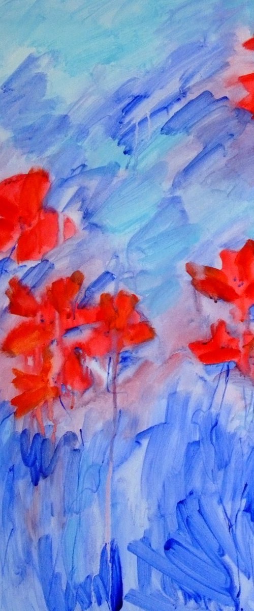 Blooming Red Poppies by Marina Krylova