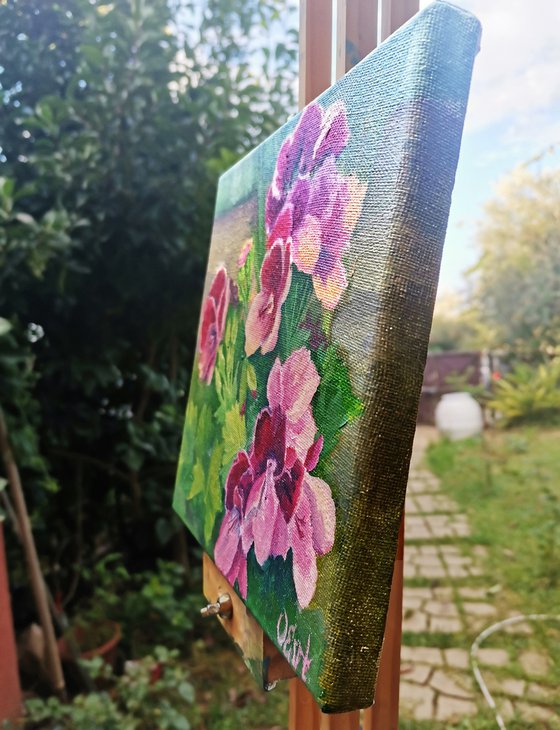 Spring flowers. 20x20 cm. Plein-air. Fiori di primavera