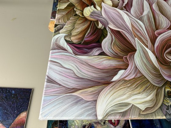 Dahlias and brown roses