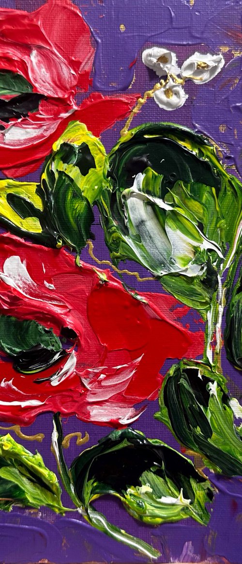 Acrylic Red poppies by Oksana Fedorova